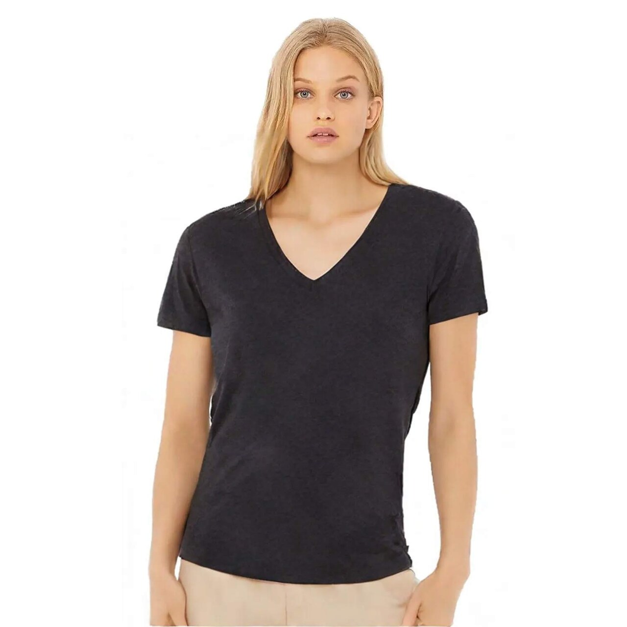BELLA + CANVAS Women’s V-Neck Short Sleeve Tee – Soft Lightweight Shirt for Casual Wear